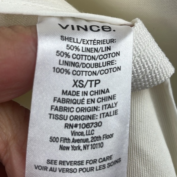 VINCE NWT Linen Cotton Double Breasted Lapel Twill Jacket Off-White size XS - Picture 10 of 10